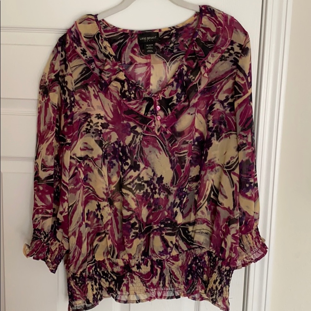 Lane Bryant Ruffled VNeck Long Sleeve Blouse 18/20